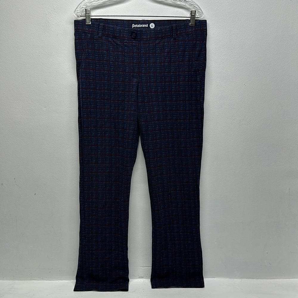 Betabrand Pants Stretch Yoga Dress Pant Striped Blue Purple Women's Size XL
